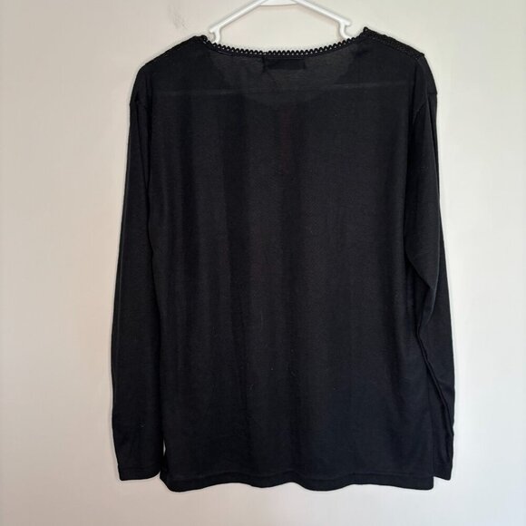 NATALIA S NEW V-Neck Top Womens XXL Embroidered Ribbed Stretch Long Sleeve - Picture 2 of 5